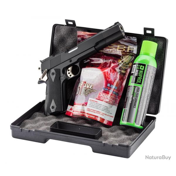 Pack GNB Gaz 1911 Long noir 0,5J mallette + billes + gaz - PCKPG5504