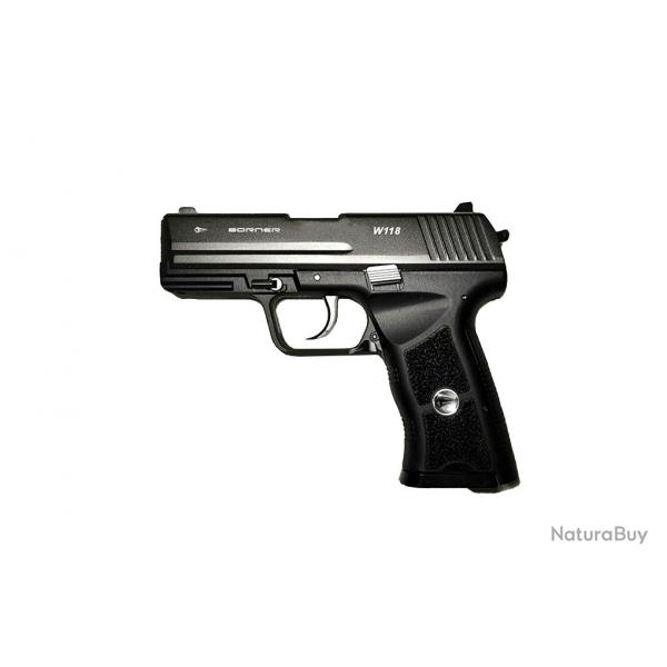 Pistolet CO2 culasse mobile BORNER W118 cal. 4.5mm BB's - ACP723