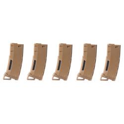 Chargeur Pack de 5 chargeurs Mid-cap Speed 130 billes pour M4 AEG Tan - CLK9023