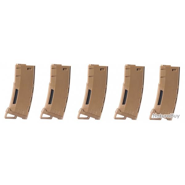 Chargeur Pack de 5 chargeurs Mid-cap Speed 130 billes pour M4 AEG Tan - CLK9023