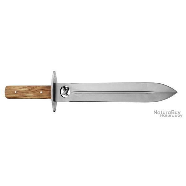 Couteau de chasse  lame ajoure avec reprsentation tte de cerf - LC3740