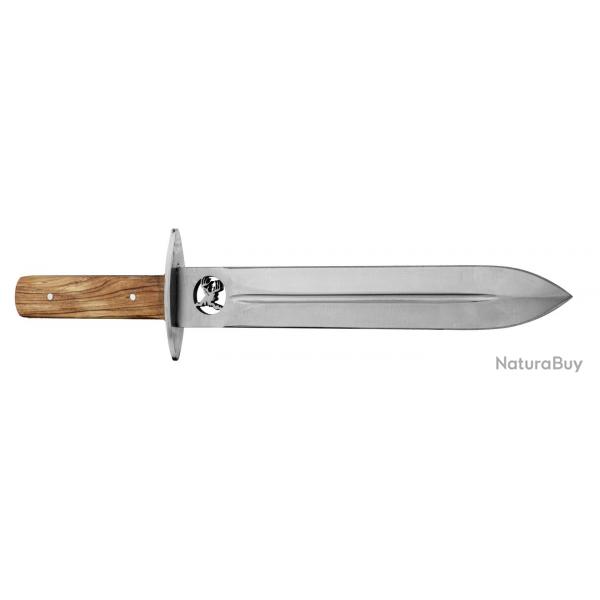 Couteau de chasse  lame ajoure avec reprsentation tte de cerf - LC3740