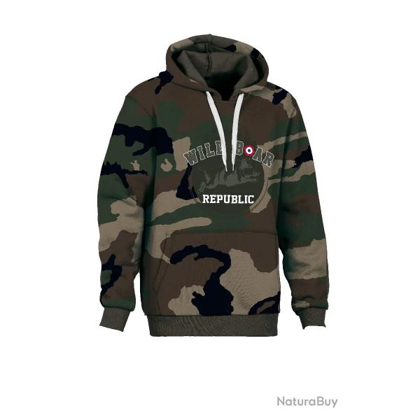 Sweat Shirt  Capuche Percussion Wildboard Republic Camo
