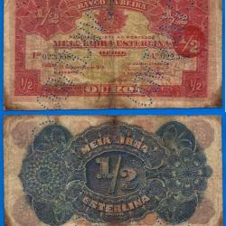 Mozambique 1/2 Libra Sterling 1919 Livre Cancelado Beira Colonie Portugal Billet
