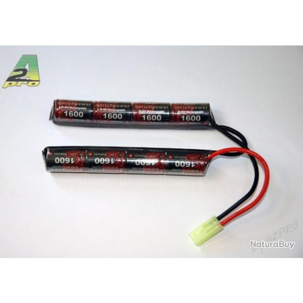 Airsoft - Batterie Ni-Mh 2 btons 9.6V - 1600 mAh | A2 Pro (815513N | 3701383600227)