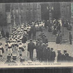 beauvais fêtes de jeanne hachette sortie de la cathédrale cpa 1909