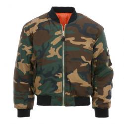 Blouson Bombers Aviateur MA1 Camouflage Couleur Camouflage Woodland