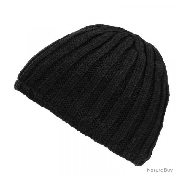 Bonnet tricot pais doubl polaire (Couleur Noir)
