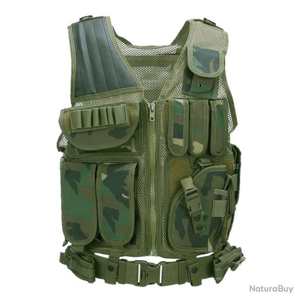 Gilet tactique prdator (Couleur Camouflage Woodland)