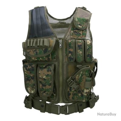 Gilet Militaire Style Armée Gilet Tactique Highlander HMTC Camouflage Junior - Pour Paintball Et Airsoft Gilet Kombat BT650C Neuf