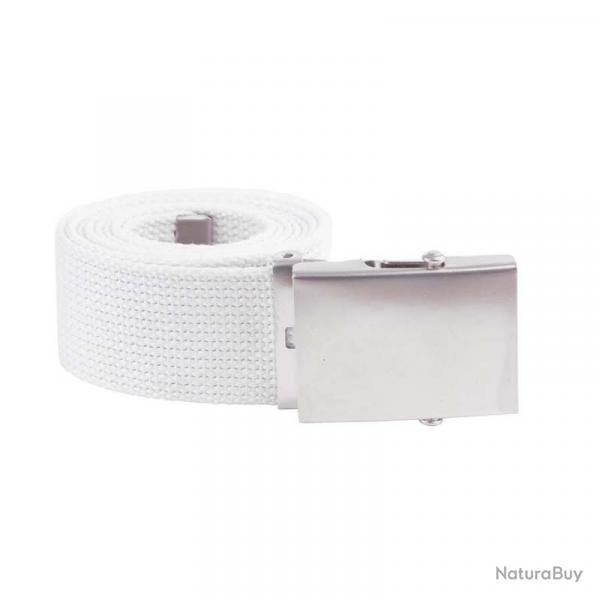 Ceinture toile 40mm avec boucle chrome (Couleur Blanc)