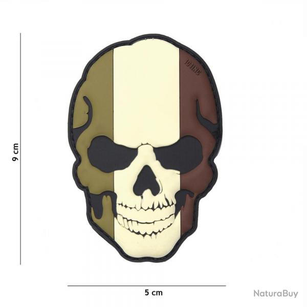 Patch 3D PVC skull drapeau français tamisé