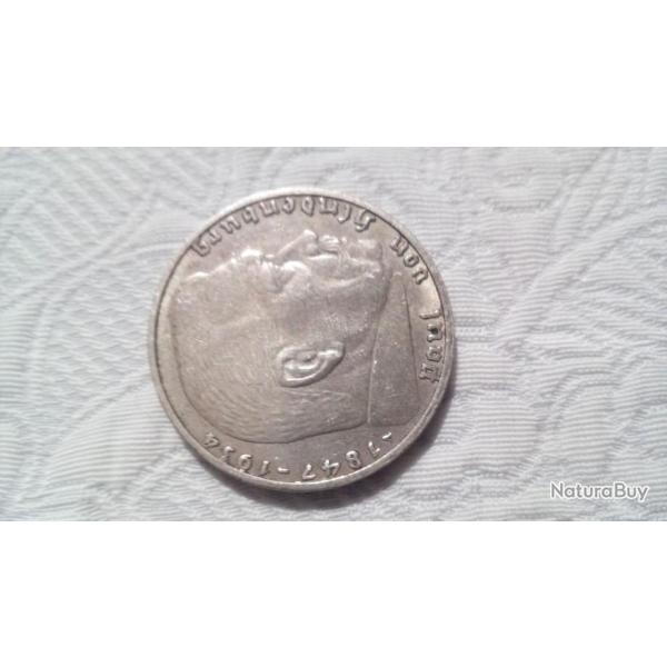 2 reichsmark Paul von Hindenburg 1938 A argent