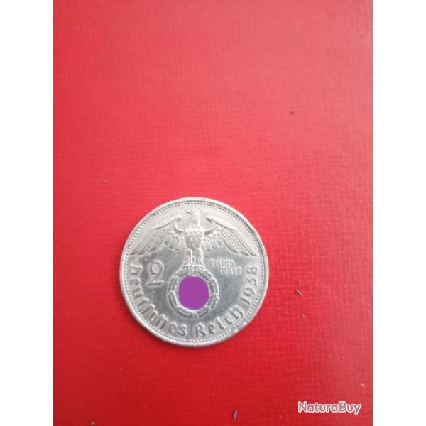 2 reichsmark Paul von Hindenburg 1938 G argent