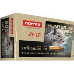 Munitions NORMA cal.22lr hunter 22 power 40gr 2.6g par 50