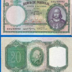 Portugal 20 Escudos 1959 Billet Menezes Escudo Europe