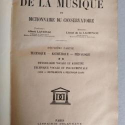 Lavignac. Encyclopédie de la musique et dictionnaire du conservatoire. 2ème partie volume 2