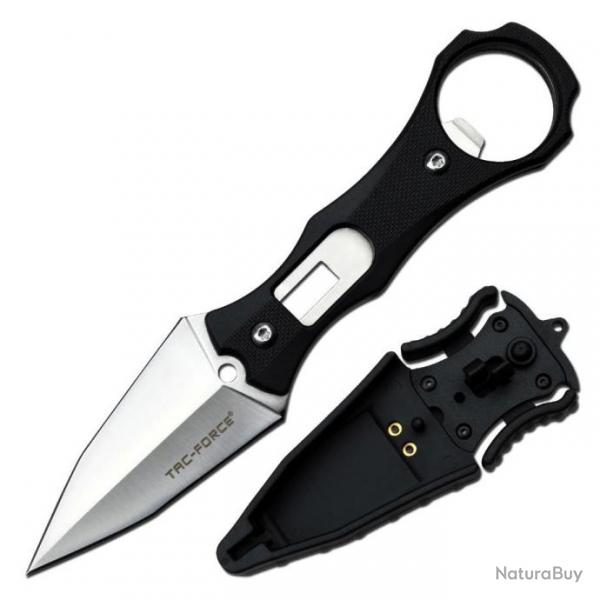 Couteau Dague Tac Force Lame Spear Point Acier 3Cr13 Manche Abs Dcapsuleur Etui ABS TFFIX020BK