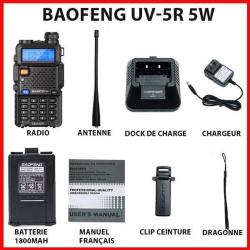ENCHERES 1€ !! BAOFENG UV-5R 5W RADIO TALKIE WALKIE DOUBLE BANDE 128 CANAUX