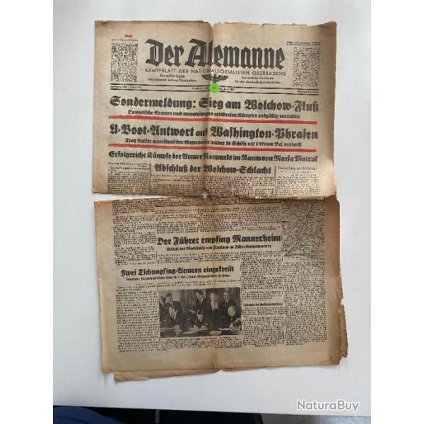 Journal Allemand ww2 Der Alemanne Kampfblatt Nationalsozialisten Oberbadens 29 Juin 1942