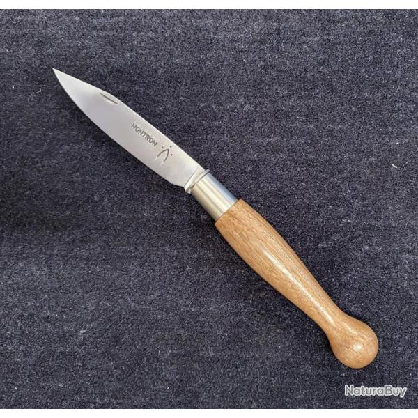 Couteau Nontron en bois de Noyer manche boule lame inox 9cm