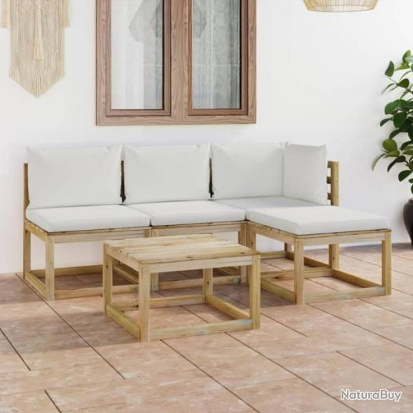 Salon de jardin 5 pcs avec coussins crme