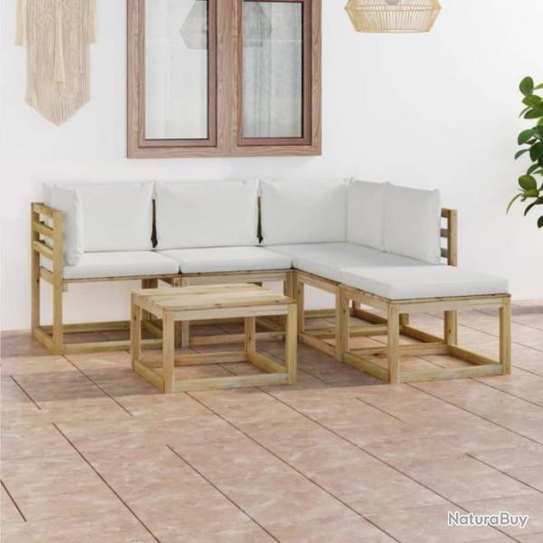 Salon de jardin 6 pcs avec coussins crme