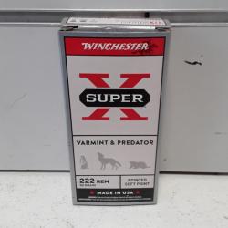 8359 BOITE DE 20 BALLES WINCHESTER SUPER X CAL222REM 50GRAINS NEUF