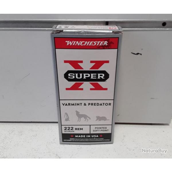 8359 BOITE DE 20 BALLES WINCHESTER SUPER X CAL222REM 50GRAINS NEUF