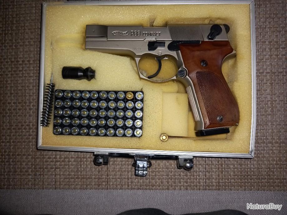 Pistolet d'alarme Walther P88 Nickelé crosse bois 9mm PAK