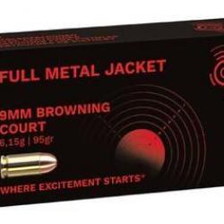 Munition Geco 9mm Browning Court FMJ 6.15g 95gr x1 boite