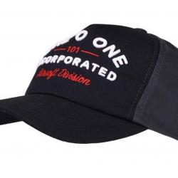 CASQUETTE BASEBALL NOIRE ET GRISE REGLABLE BRODEE " ONE O ONE 101 INCORPORATED AIRSOFT DIVISION "