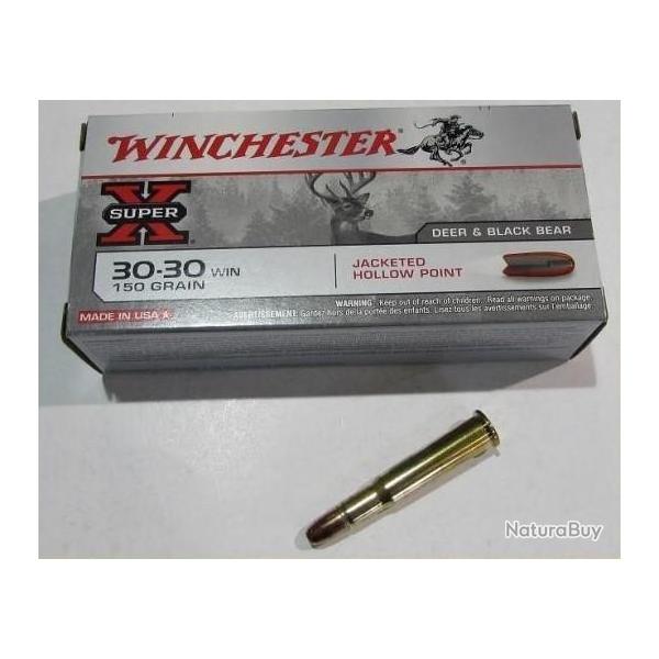 1 boite neuve de 20 cartouches  de calibre 30-30 winchester , Winchester Hollow Point 150 grains