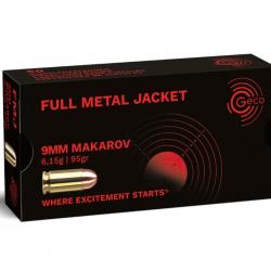 Munition Geco 9mm Makarov FMJ 6.15g 95gr x5 boites