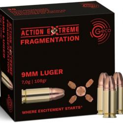 Munition Geco 9mm Luger Action Extreme Fragmentation 7g 108gr x1 boite