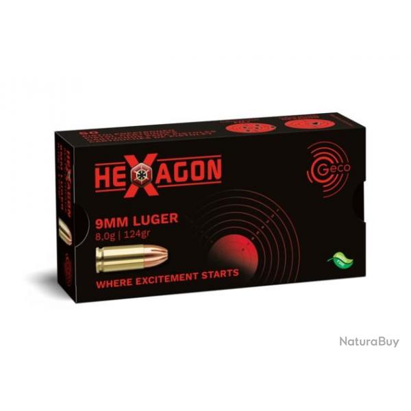 Munition Geco 9mm Luger Hexagon 8g 124gr x5 boites