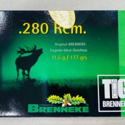LOT DE 3 BOÎTES DE 20 BALLES BRENNEKE TIG CALIBRE 280 rem