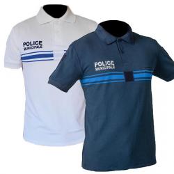 Polo Police Municipale New Life MC polyester Blanc