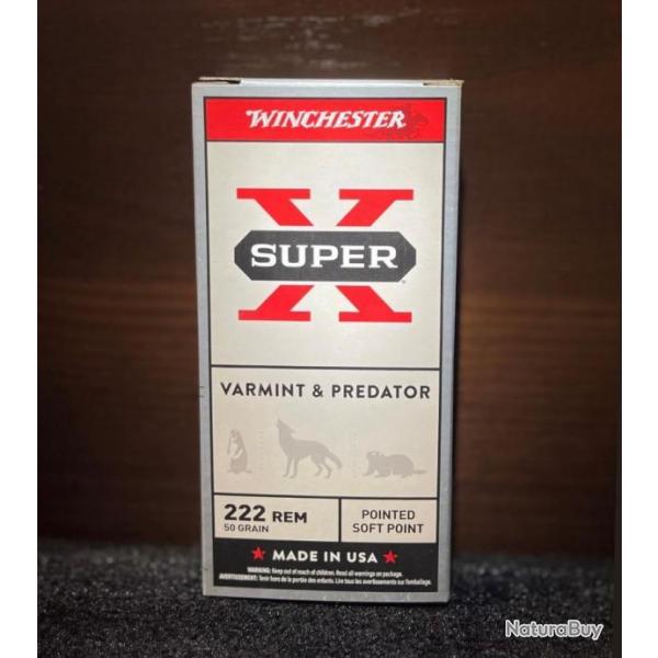 Munitions Winchester Super X Power Point 222REM 50gr 3.24g par 20