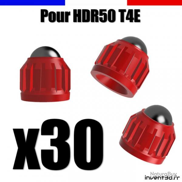 Lot de 30 embouts pour HDR50 T4E de UMAREX cal.50 bille 8mm poids 2,7g - Rouge