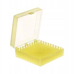 1 boîte en polypropylène 100 places pour stocker des dosettes - Jaune