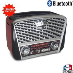 Poste radio avec FM AM bluetooth lecteur Usb SD style rétro vintage rechargeable au soleil Solaire g