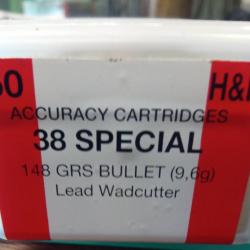 Cartouches 38 SP Lead Wadcutter H&F lot de 250