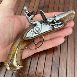 BEAU PETIT PISTOLET À SILEX DE VOYAGE