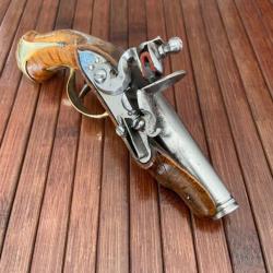 BEAU PETIT PISTOLET À SILEX DE VOYAGE