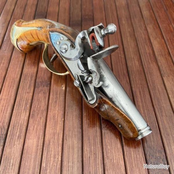 BEAU PETIT PISTOLET  SILEX DE VOYAGE
