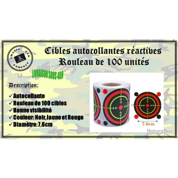 Rouleau de 100 cibles autocollantes ractives noir, jaune et rouge