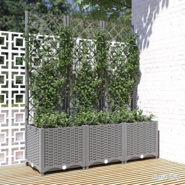 Jardinire avec treillis Gris clair 120x40x136 cm PP