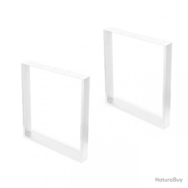 Jeu de 2 pieds rectangulaires Emuca Square pour table 600mm acier peint en blanc