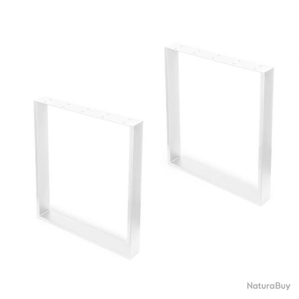 Jeu de 2 pieds rectangulaires Emuca Square pour table 600mm acier peint en blanc